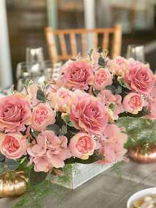 80pcs/Set Artificial Rose Flower Bouquet, Suitable For Birthday Party Decor, Wedding Flower Basket, Bridal Bouquet, Home Decor, Restaurant, Bedroom, Windowsill, Vase Decor, New Year Decor, Outdoor Garden, Back To School, Spring Decor, DIY Wreath Materials, Birthday Party Decor, Home Decor Accessories, Valentine's Day, New Year Gift - Pink - View 10