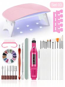 coscelia Nail Drill And Lamp Supplies Manicure Kit, Decoration Diamonds, 6PCS Nail Drill Bits, Nail File For Women DIY Salon Gifts - 彩色 - 查看 8