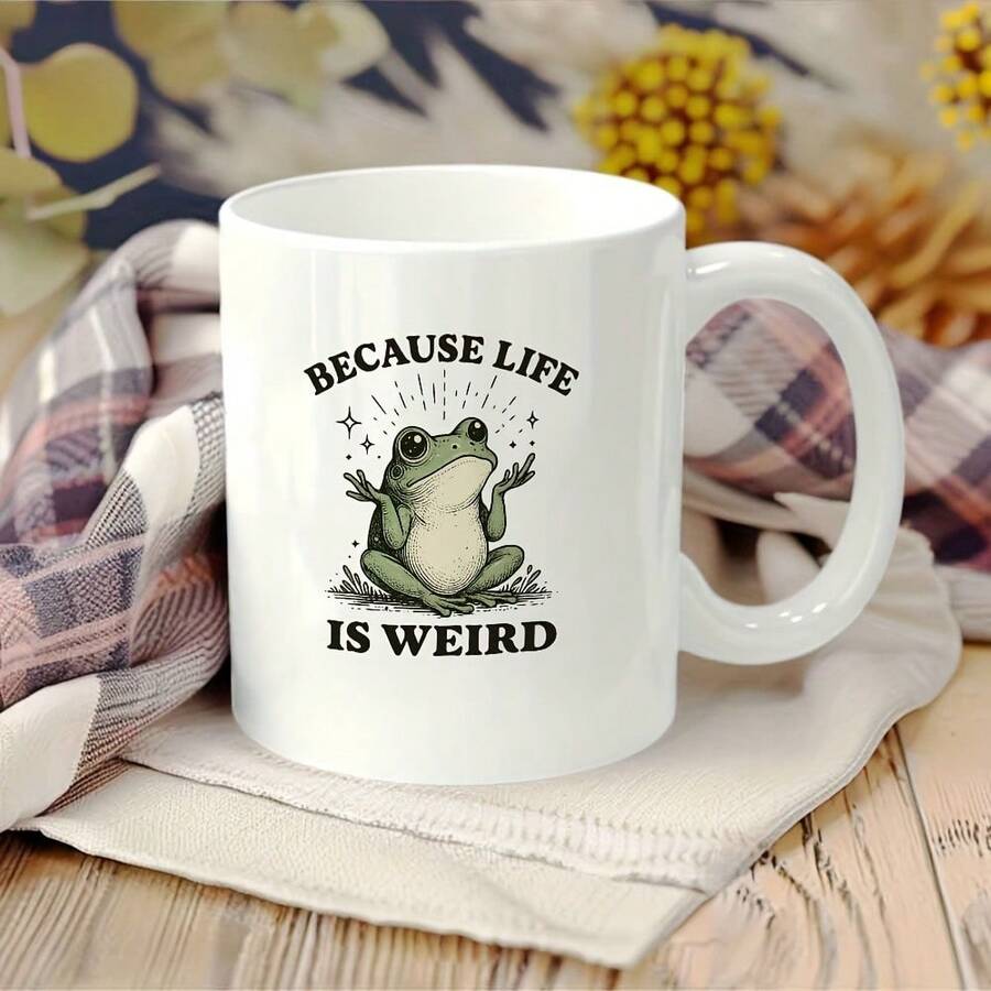 Ceramic Coffee Mug 1pc 11oz Coffee Cup, Illustration With Humorous Text, Reusable High-Quality Cup, Microwave, Ceramic, Brothers, Birthday, Idea, Easter - trắng - Xem 1