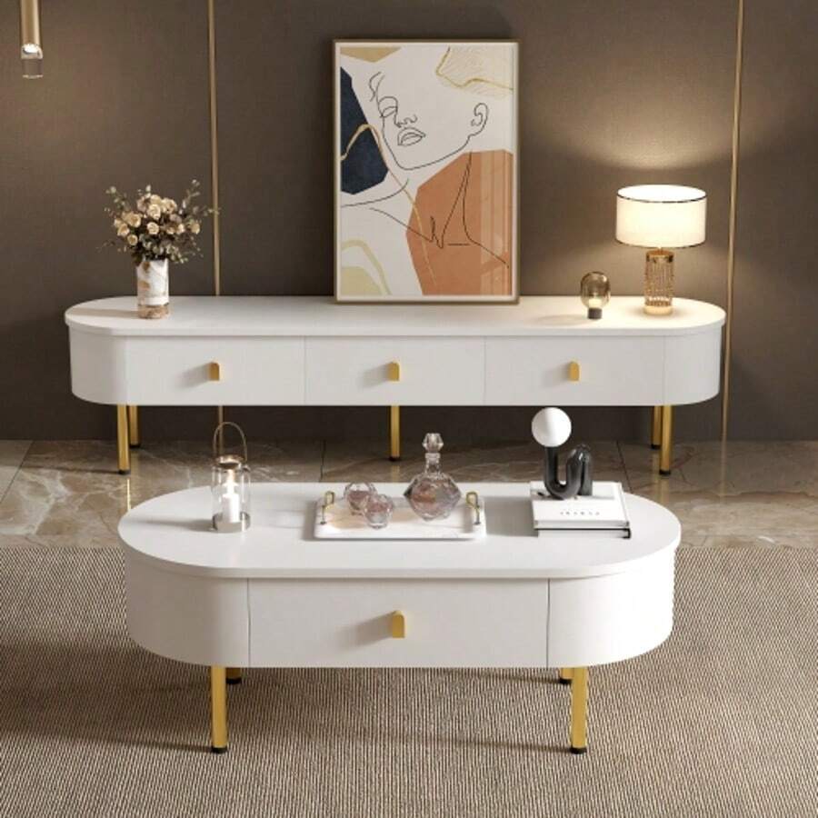Television Stands & Entertainment Centers - 白色 + MDF2 - 查看 1