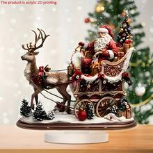 Bohemischer Acryl-Weihnachtsschmuck - 2D mit Weihnachtsmann & Rentier