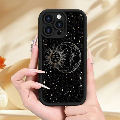 Funda de Teléfono Móvil con Impresión Creativa de Sol y Luna Adecuada para iPhone 15 14 13 12 11 XS XR X 7 8 Plus Pro Max MiniFunda decorativa para celular Funda resistente con diseños únicos