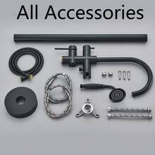 Grifo para bañera independiente Grifo para bañera independiente Grifos para bañera de latón montados en el suelo con ducha de mano - Negro mate - Ver 6