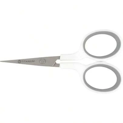 4 Embroidery Scissors With Curved Titanium-Bonded Blades For Precise Flush Trimming In Sewing Crafting Quilting And Fine Detail Work Ideal For Fabric Thread And Delicate Materials White/Gray Design For Enhanced Grip And Durability