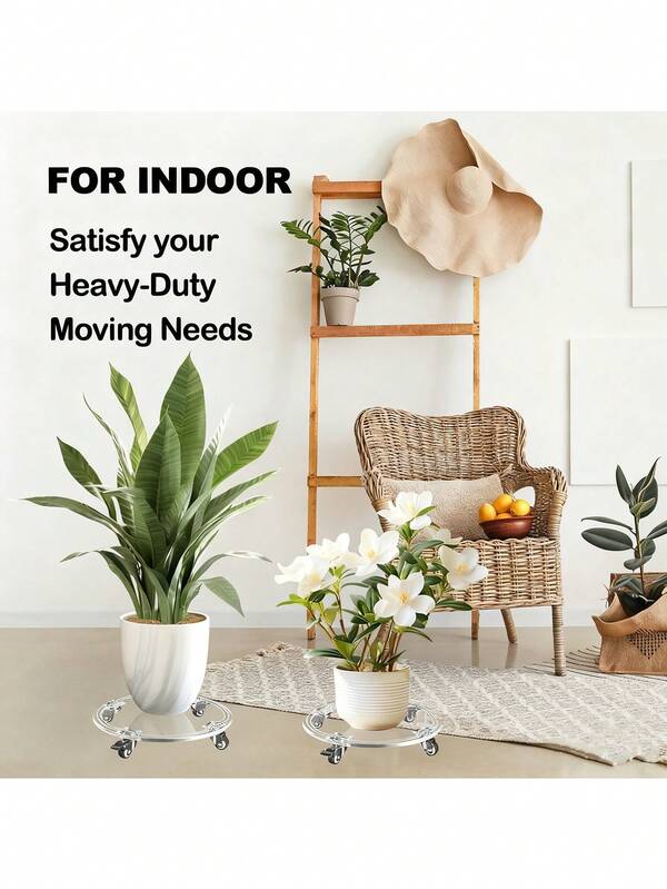 1 Stück Acryl transparenter Pflanzenständer, bewegliche & verriegelbare Topfbasis, schwere transparente runde Standfläche mit verriegelbaren Rollen, geeignet für Innen-/Außenpflanzer