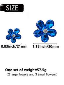 5入組花朵形狀水鑽裝飾人造水晶汽車出風口夾