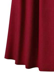 EARO Women's High Waist Slimming Gray Versatile Elegant Loose Daily Commute Casual Design Elastic Waist Adjustable Belt A-Line Skirt - Red - View 4