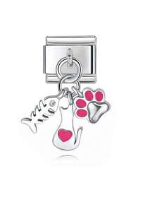 Nowe eleganckie, modułowe akcesoria do zawieszek z pojedynczym segmentem, włoska biżuteria DIY, wielofunkcyjna, odpinana bransoletka ze stali nierdzewnej, spersonalizowane, kreatywne zawieszki do bransoletek (samolot, serce, kot, palma, wisiorek siostra), odpowiednie dla mężczyzn i kobiet jako zestaw do samodzielnego tworzenia biżuterii, idealny prezent