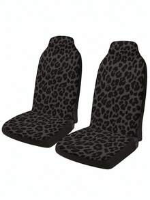 5pcs/Set Black Leopard Print Car Seat Covers For 5-Seat Vehicle, Car Interior Seat Decoration Protective Covers, Christmas & Halloween Gift