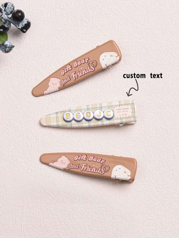 1pc Customized Children's Hair Accessories & Styling Tools, Personalized Name Hair Clips For Girls, White/Yellow Bow Hair Clips, Cute Chalkboard Bow Hair Clips, Suitable As Gifts For Friends, Durable & Colorful Bow Hair Clips, Adorable, Funny, Kawaii, Y2K Fashion, Unisex Casual Customized Unique Gift For Boyfriend, Girlfriend, Family, Elegant &