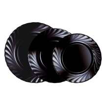 vajilla 18 piezas vidrio negro trianon black luminarc, 18 piezas - 6 personas trianon negro brillo 6 platos llanos 24,5cm, 6 platos hondos 22,5cm y 6 platos llanos 19,5cm vidrio templado negro, apto microondas, apto frigorífico, fabricado en francia, facil de limpiar, apto lavavajillas, entrega 48/72h