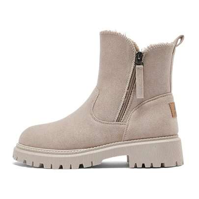 WARRIOR 1 par de botas de nieve para mujer de uso diario en invierno, botas de tobillo con puntera redonda, ligeras, antideslizantes, de caña alta y planas para uso casual
