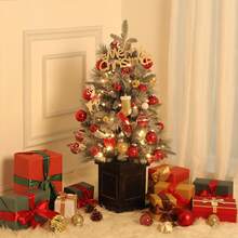 90 cm Verde Árbol de Navidad Artificial Iluminado con 78 Luces LED Base en Maceta a Pilas para Decoración Navideña de Casa Jardín Oficina - Verde - Ver 3