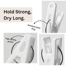 30 Plastic Hanger Clips, Heavy-Duty Outdoor Clothespins, White Clothes Pins, Multi-Purpose Plastic Clips Laundry, Food Bags, And Snacks, Epingle A Linge Exterieur