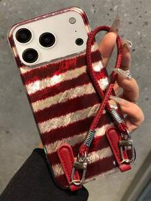 Ốp lưng điện thoại chống sốc sọc đỏ nâu cổ điển sang trọng tương thích với iPhone 17 Pro Max 17 Pro 17 16 Pro Max 16 Pro 16 15 Pro Max 15 Pro Max 15 Pro 15 Pro Max 14 Pro 13 12 Pro Max 11 Ốp lưng bảo vệ dây ngắn thời trang - Sọc đỏ và vàng - Xem 1