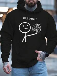 Sudadera Casual de Invierno de Una Pieza, Camisa de Manga Larga de Color Sólido para Hombre, Sudadera Formal con Gorro Gratis - Moda Americana, Adecuada para Adolescentes - Negro - Ver 9