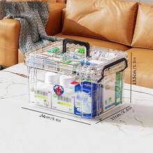 1 pieza Organizador de medicina de doble capa transparente de PVC de gran capacidad - Fácil acceso, ideal para el hogar y los viajes, sin necesidad de energía, ligero, acabado mate, montaje sobre encimera, diseño independiente, uso multipropósito, cajas de almacenamiento para organizar