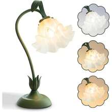 Flower Table LampLED Reading Light Bedside Vintage Flower Night Light 3 Colors Modes Kawaii Bedside Lamps Decor Living Room Bedroom Room Lighting Table Lamps Home Decoration - como en la foto - Ver 1
