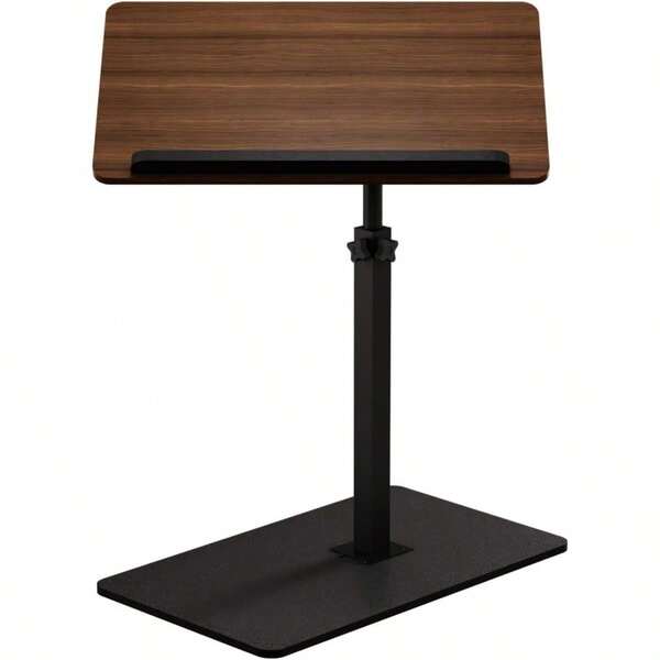 C Shaped End Table45cm - 80cm Adjustable Height Swivel And Turnable Desktop Foldable Side Table For Small Spaces Black Walnut 50cm X 35cm