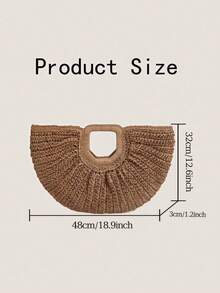 [US-Based Shipping]1pc Large Capacity Pleated Semi-Circle Woven Tote Bag, Solid Color, Fashion Straw Handbag For Women, Suitable For Beach, Vacation,Travel, Daily Shopping, Great Mother's Day Gift,Women's Fall Clothing Winter Clothing Christmas Gift Fall Autumn Velvet Furry Party Fuzzy Plush Thanksgiving Festival Cyber Monday Holiday Knitted Winter,Khaki Handbag Tote Bag Woven Bag Open Straw Bag Round Bag,Woven Straw Open Top Round Bag,Eye-Catching Beach Bag Summer,New Summer Vacation Style Solid Color,Vacation Essentials,Perfectly Matching With Beach Accessories Women,Crescent Moon Bag For Women, Straw Purse,Beach Necessities,Women's Fall Clothing Winter Clothing Christmas Gift Fall Autumn Velvet Furry Party Fuzzy Plush Thanksgiving Festival Cyber Monday Holiday Knitted Winter,Stitch Purses And Bags Women Black Purse Bags For Women Carteras Para Mujer Gold Purse Brown Purse Pink Purse Crossbody Bags For Women Bolsos Para Mujer Handbags For Women Shoes Tote Bags For Women - Màu Khaki - Xem 11