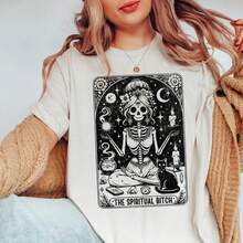 Sudadera Con La Rta Del Tarot De La Perra Espiritual, Suéter Drtido Con La Rta Del Tarot, Mia De La Bruja Espiritual, Mia Del Tarot De Esqueleto Feino, Suéter Drtido Con La Bruja.JPG220g T-Shirt Minimalist Cotton T-Shirt - Timeless UniS-Ex DesignSuitable For All People, Whether WoM-En Or M-Enhigh-Quality Durable Fabric Suitable For All Seans,Ft To The Touch But Built To LastBreathabletops WoM.En Fall OutfiT.S For WoM.En VaC.Ation OutfiT.S WoM.En Halloween Costume - 白色 - 查看 1
