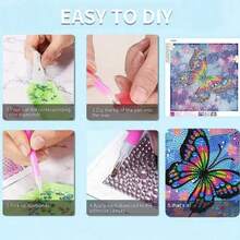 1pc 5D Diamond Painting Art Set, Includes Frame And DIY Materials, Anime Figure, DIY Diamond Stickers, Cow, Elephant, Panda And Dolphin Designs, Great For Children's Birthday, Back To School Gifts, Kids Craft Activities, Home Wall Decor, And Valentine's Day Gifts