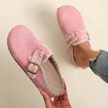 Plus Size Women's Casual Slip-On Faux Thermal Lined Soft Bottom Warm Comfortable House Slippers