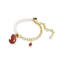 Swarovski 施華洛世奇 SWAN 紅天鵝仿珍珠手鍊女手鐲手鍊女生日禮物送母親送女友送愛人聖誕禮物新年禮物生日禮物開學禮物結婚禮物 - 紅色 - 查看 4
