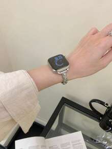 1条闪亮钻石不锈钢装饰手链，时尚百搭，兼容多种表带，男女皆宜，运动风格，尺寸：38mm、40mm、41mm、42mm、44mm、45mm、46mm、49mm，兼容Ultra 10/9/8/7/6/5/4/3/2/1 SE系列 - 彩色 - 查看 3