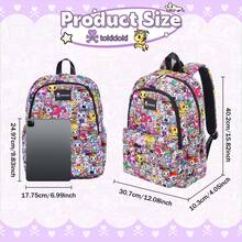 Tokidoki Unicorno Backpack School Bag Large Capacity Portable Travel Backpack Casual Daypack Cartoon Travel Bag - màu đen - Xem 5