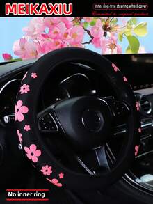 MEIKAXIU 1 Vỏ bọc vô lăng bằng vải xốp mềm họa tiết hoa, phù hợp với xe 14,5-15 inch, phụ kiện trang trí cho nữ - Hoa xốp ba chiều - Xem 7