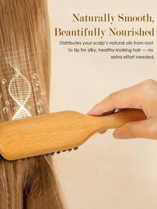 1pc Unisex Hair Brush/Beard Brush - Fragrance-Free, Professional Styling Comb, Suitable For Thick/Thin Hair, Can Clean Ombre Hair And Trimmers, Create Smooth Styles, Wooden Comb, Suitable As Christmas Gift, Valentine's Day Gift, Christmas Stocking Stuffer, Personalized Gift Or Christmas Present. - Multicolor - View 3