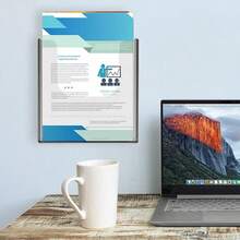 Wall Mounted Rack Paper Organiser .Office Document Holder Clear Acrylic A4 - White - View 3