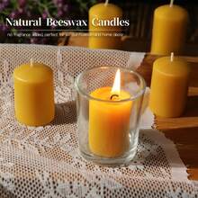 4/6/8/12pcs Pure Natural Beeswax Mini Pillar Candles, Each Candle Burns Up To 11 Hours, Suitable For Elegant Dining, Relaxation And Celebration, Use Natural Beeswax Candles To Create Ambiance - Multicolor - View 6