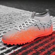 1双成人、青少年、学生高帮户外足球鞋，防滑耐用TF鞋钉，适用于人造草坪、沙地、天然草坪、室内球场，男士系带足球训练鞋，小码女士足球鞋，轻便高性能，防滑设计，专业足球鞋