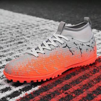 1 Pair Adult, Youth, Student High-Top Outdoor Soccer Cleats, Non-Slip, Durable TF Spikes For Artificial Turf, Sand, Natural Grass, Indoor Court, Men's Football Training Shoes With Laces, Small Size Women's Soccer Shoes, Lightweight, High-Performance, Anti-Slip Design, Professional Soccer Boots