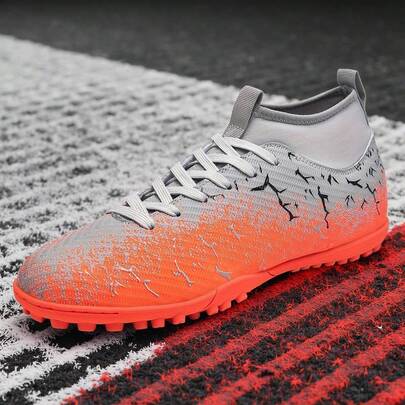 1双成人、青少年、学生高帮户外足球鞋，防滑耐用TF鞋钉，适用于人造草坪、沙地、天然草坪、室内球场，男士系带足球训练鞋，小码女士足球鞋，轻便高性能，防滑设计，专业足球鞋