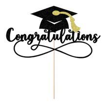 Congratulations 2025 Graduation Cake Topper,Congrats Grad Cake Decor - 2025 High Schoolsss/College/Senior Graduation Party Decorations Supplies (Black Gold){Inchcolor_nameinch:InchBlackGold(1)Inch} - Vàng đen(1) - Xem 3