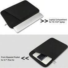 Laptop Sleeve, Durable Briefcase Shockproof Protective Case, Handbags Portable Laptop Bag 15.6 Inch Notebook Computer With Front Pocket, Black - Đen + 15,6 inch - Xem 4