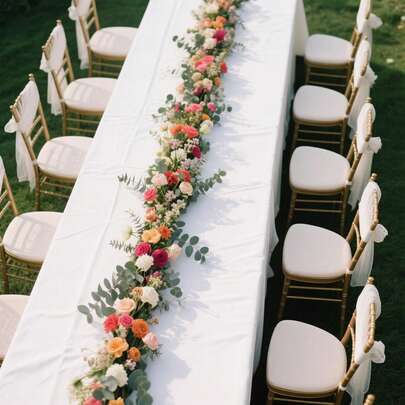 1件白色桌布，适用于用餐、婚礼、朋友聚会、高档餐厅、婚宴，采用海岸线图案设计，耐用涤纶纤维材质，多种尺寸可选，专为团体聚会设计。