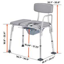 Bedside Commode Chair, 500 Lbs Weight Capacity, 4-In-1 Portable Toilet And Raised Toilet Seat With Padded Seat And Backrest, Detachable 5L Bucket, Adjustable Height Adult Potty Chair For Seniors - Wheelless Backrest Single Aluminum Soft Seat Cushion 500 Lbs - View 10