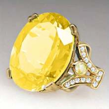 ZRVW Bohemian Style Red Zirconia Oval Ring |   Sign Of Elegance & Beauty |   Perfect For Casual Outfits, Party & Luxury Gift For Women - Yellow - View 3