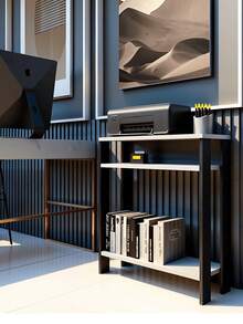 Side Table/Medium, All MDF, For Kitchen, Side Table, Support Table. - Black and White - View 3