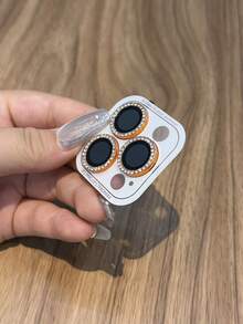 Shiny Diamond Lens Protective Case Set Compatible With IPhone 17/16/15/14/13/12/11 Pro Max - Orange - View 2