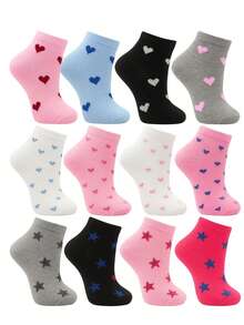 Kit Of Up To 12 Pairs Of Women's Printed Ankle Socks, Assorted Colors, Sizes 35-40. - 彩色 - 查看 1