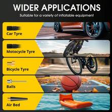 Carsun Portable Tire Inflator Pump, Suitable For Car Tires - Auto Accessories, 150PSI 12V DC Auto Inflator With Digital Pressure Gauge, Emergency LED Light For Bicycle, Balloon, Yellow - Wired - View 10