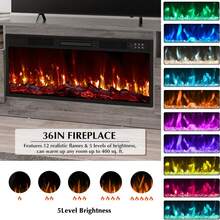 70 Inch Fireplace TV Stand Entertainment Center With 36" Fireplace, 70" Wooden TV Stand For TVs Up To 80", Media TV Console With High Gloss Storage Cabinet And 16 Colors LED Lights - 查看 6