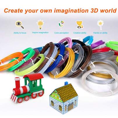 3D Pen Refill Cartridges Random Multi-Color Set Compatible With Multiple Children's 3D Pens 10 Feet (Approx. 3 Meters) Per Color Per Roll 1.75mm PLA Material 3D Printing Pen Refill Cartridges,Operating Temperature Range: 100–200°C