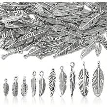 dijes de plumas tibetanas de plata envejecida, diseño de alas de ángel, para manualidades, pulseras, collares, joyería - 1 - Ver 7