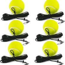 [One]Elastic Ball Trainer With Rope Single Tennis Practice Ball With Buckle High Elasticity Fitness Ball Beginner Rebound Training Ball - 3.8-meter Elastic Rope + 1 Tennis Ball [Weight: 68g] - View 7
